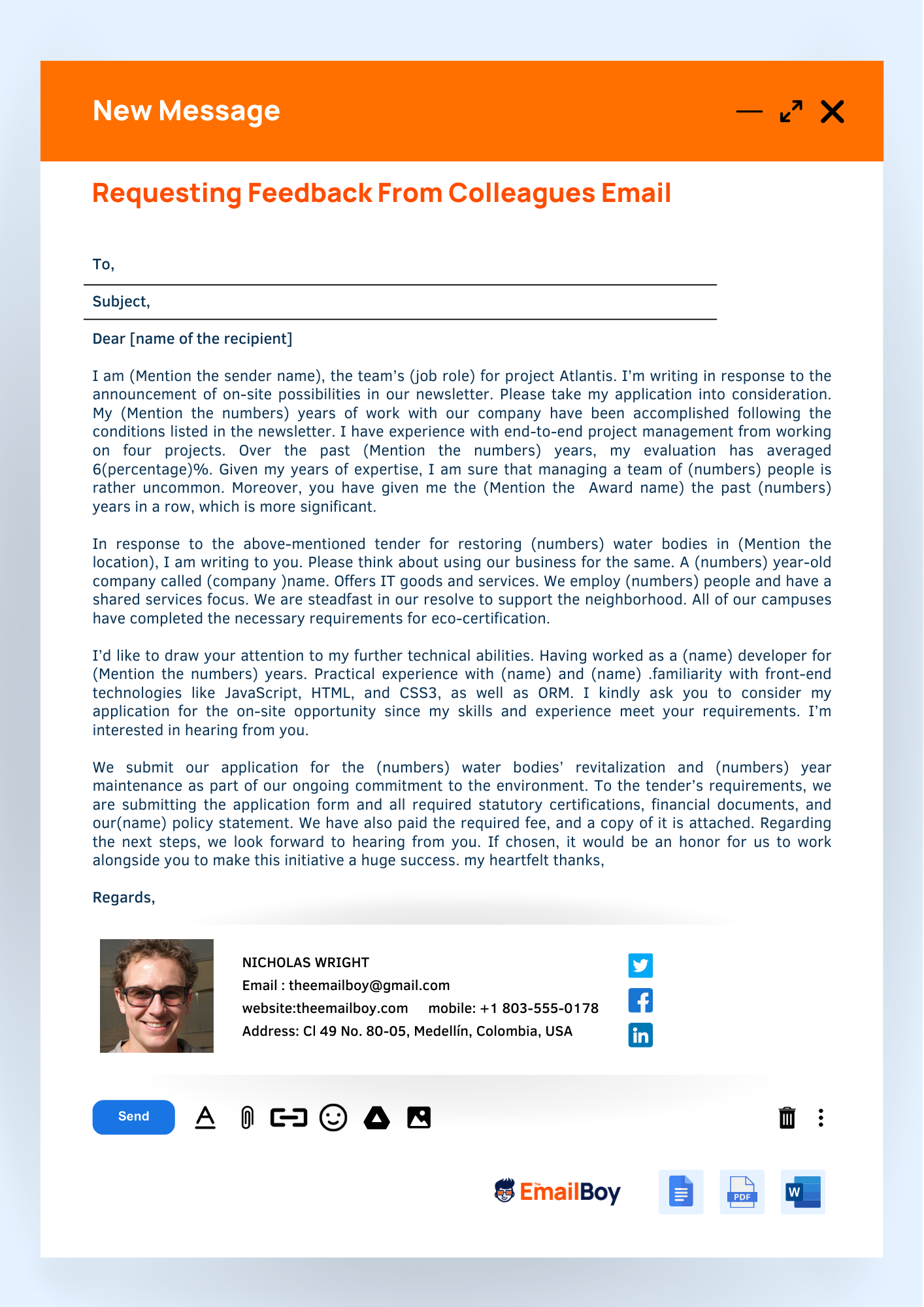 Requesting Feedback From Colleagues Email Requesting Feedback From Colleagues Email