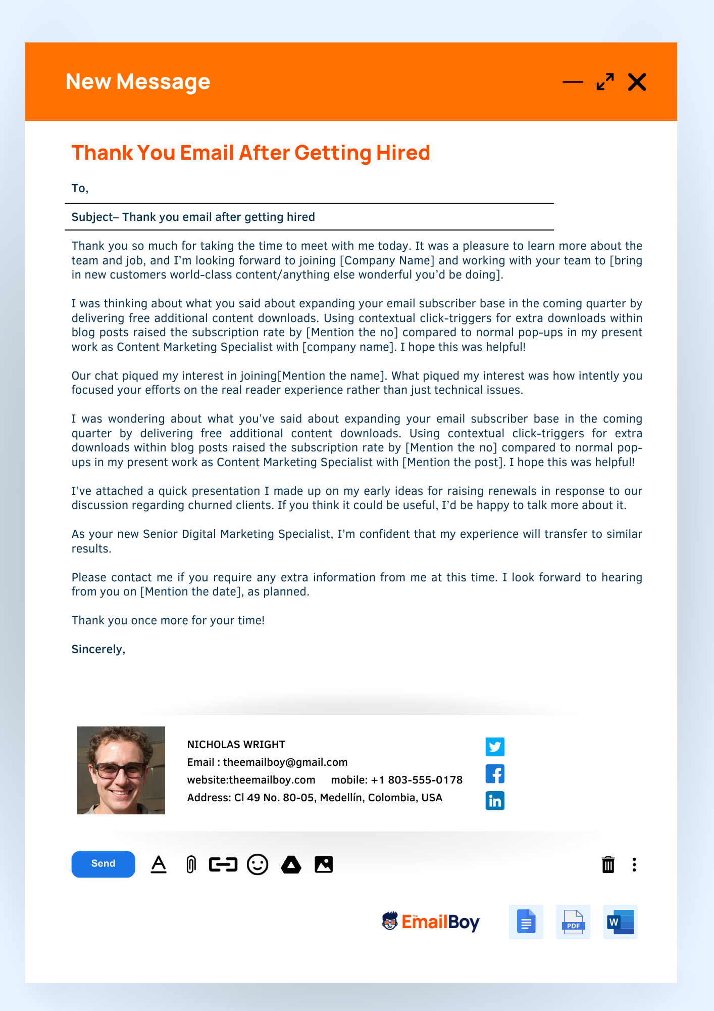 Thank You Email After Getting Hired 4 Templates